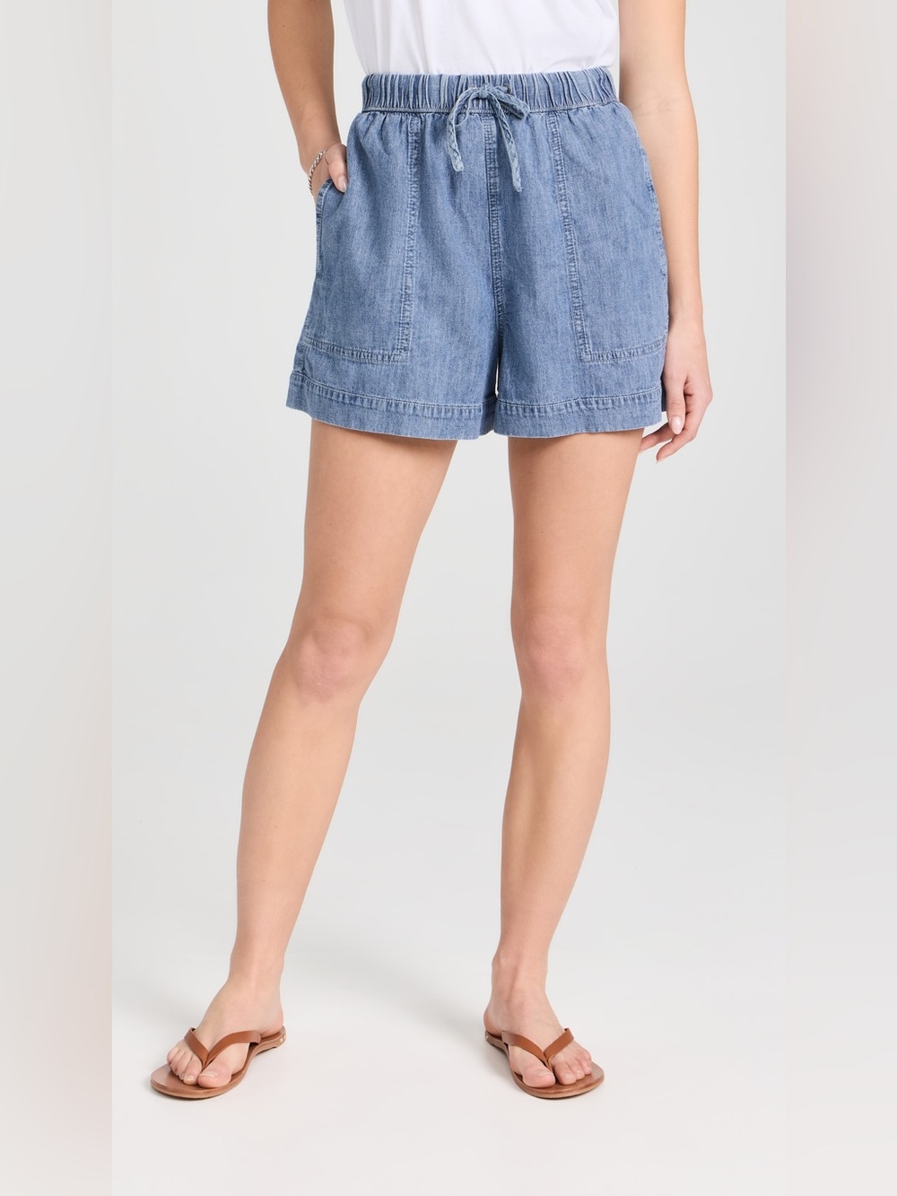 Splendid x Cella Jane Light Blue Drawstring Denim Shorts